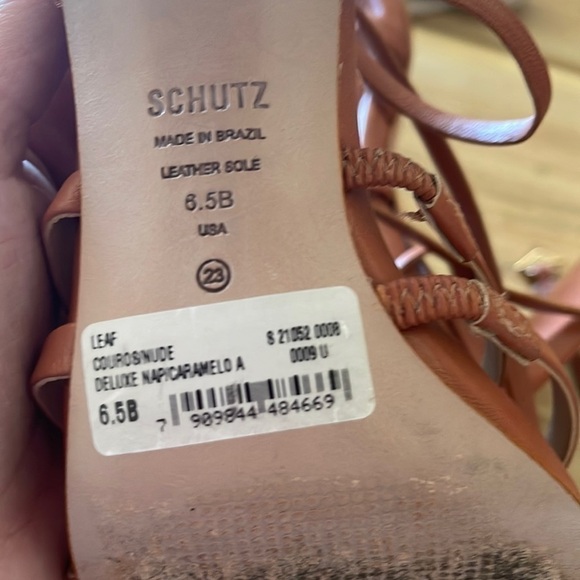 Schutz Leaf Strappy Lace-Up Heels Sandal Women's 6.5 Caramelo - Picture 2 of 8